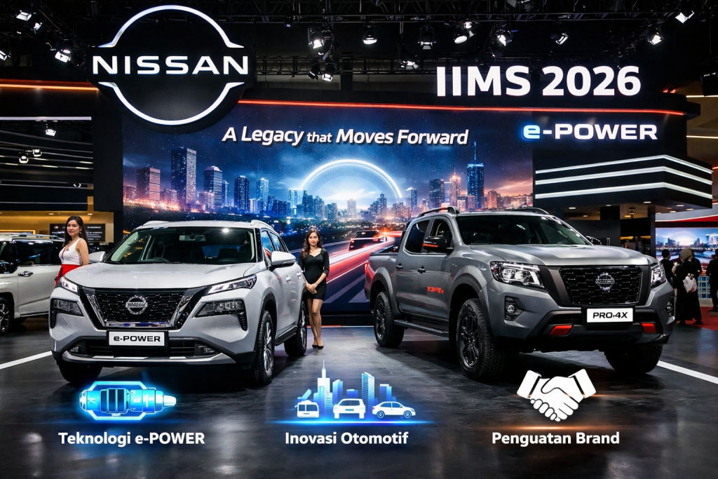 Booth Nissan di IIMS 2026 menampilkan X-Trail e-Power dan Navara Pro-4X.