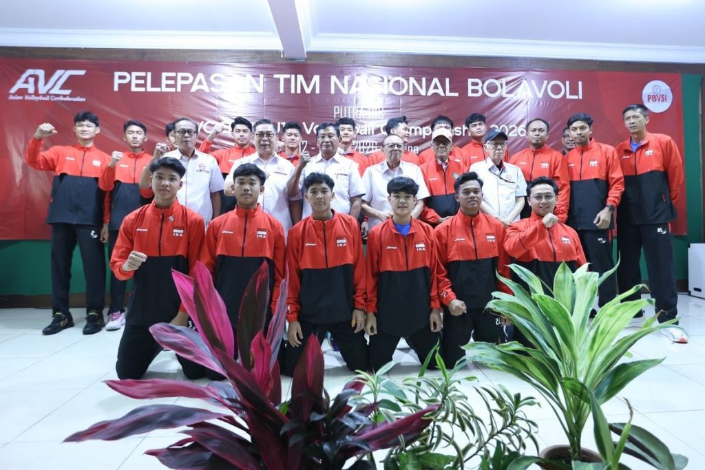 Timnas voli putra Indonesia saat acara pelepasan menuju SEA V Cup 2026 dengan target mempertahankan gelar juara Asia Tenggara.