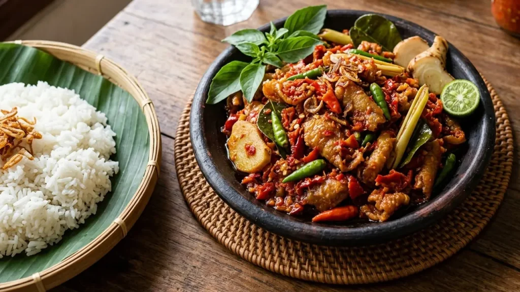 Oseng mercon kulit ayam pedas dengan bumbu cabai yang menggugah selera