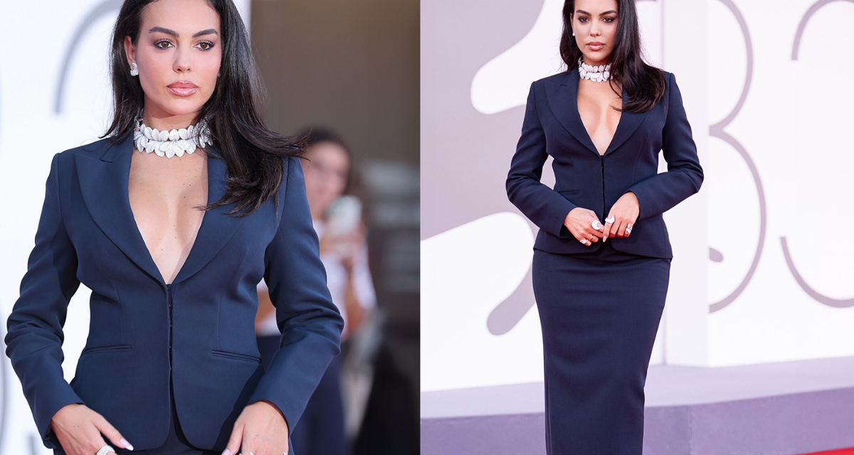 Georgina Rodriguez Tampil Elegan dengan Power Suit Biru Malam di Venice Film Festival 2026