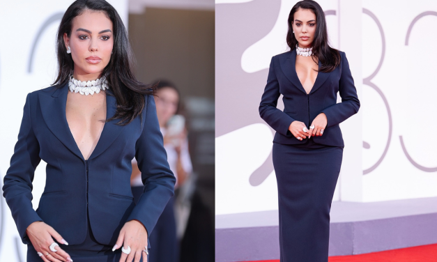 Georgina Rodriguez Tampil Elegan dengan Power Suit Biru Malam di Venice Film Festival 2026